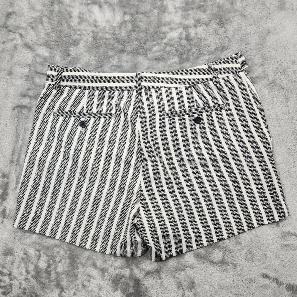Banana Republic Shorts Womens 10 White Black Striped Tie Waist‎ Belted Preppy